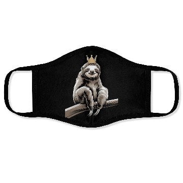 Discover Royal Sloth King Relaxing on Branch Face Masks