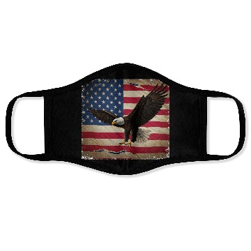 Discover Stylized Eagle with USA Flag Background Face Masks