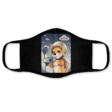 Discover Funny Dog Rescue Anime Selfie with UFOs Weird Face Masks