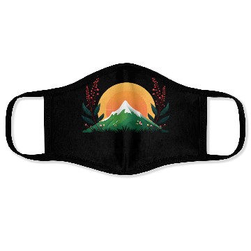 Discover Natures Wonder - Outdoors Hiking - Mountain Sunset Face Masks