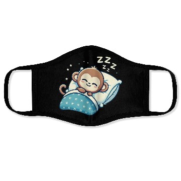 Discover Monkey Sleeping In Bed At Night Time Face Masks