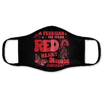 Discover In February We Wear Red Rainbow CHD Awareness Face Masks