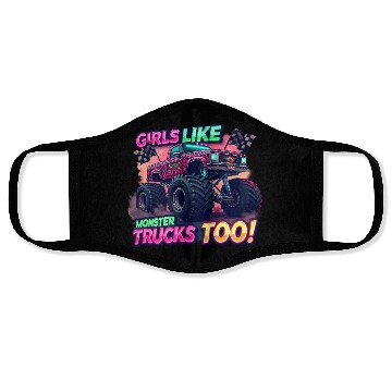 Discover Girls Love Monster Trucks Design Face Masks