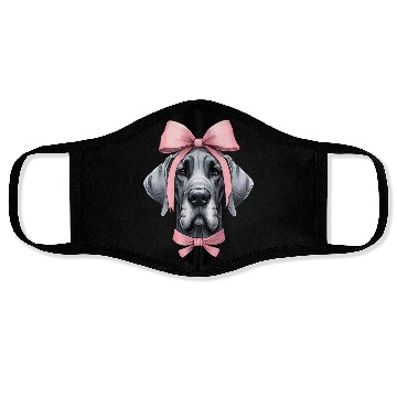 Discover Coquette Bow Great Dane Dog Mom Pink Ribbon Cute Face Masks