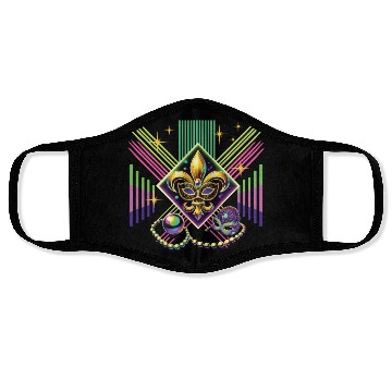 Discover Mardi Gras Retro Synthwave Mask Neon Vibes Face Masks