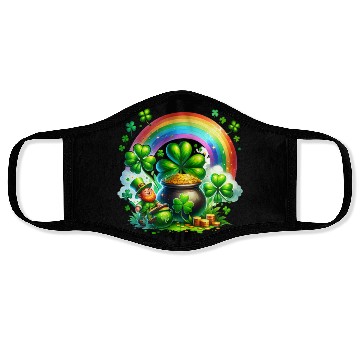 Discover St. Patrick's Day Shamrock Pot Gold Rainbow Face Masks