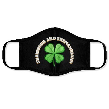 Discover Shamrock and Sheninanigans 4-Leaf Clover Graphic Face Masks