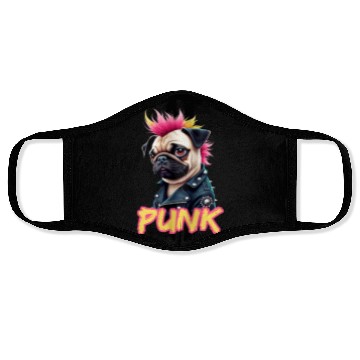 Discover Punk Pug with Mohawk and Jacket - Embrace the Face Masks