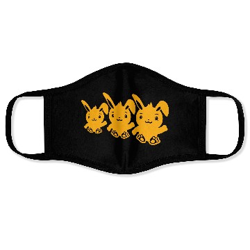 Discover 3 Rabbits Three Friends Team Crew Waving Sitting Face Masks