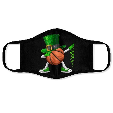 Discover Funny Dabbing Shamrock Basketball St Patrick's Day Face Masks