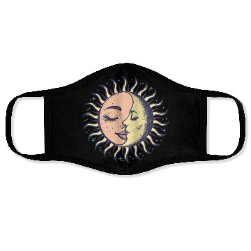 Discover Boho Sun Moon Spirituality Sun Face Face Masks