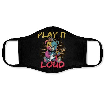 Discover Play It Loud Bear Rockin' Guitar Vibes Face Masks