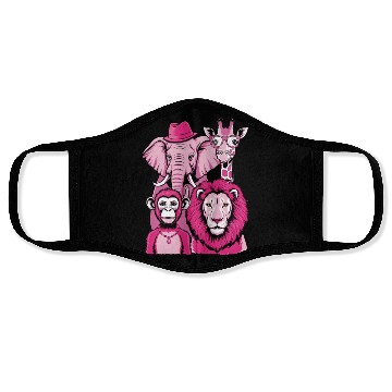 Discover Elephant Monkey Lion Giraffe Cool Crew Pink Vibes Face Masks