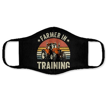 Discover Farmer In Training Farming Retro Sunset Tractor Face Masks