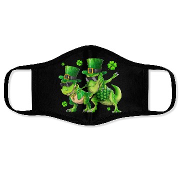 Discover Happy St Patricks Day Dinosaur T-rex Dabbing Face Masks