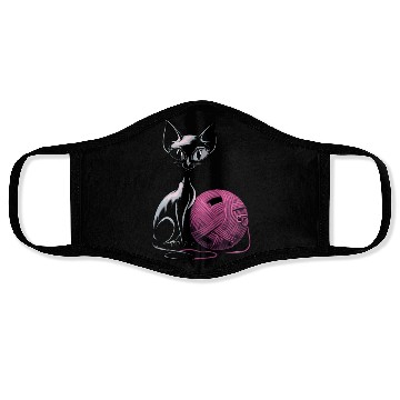 Discover Charming Cat and Wool Ball Art for Cat Lovers Face Masks