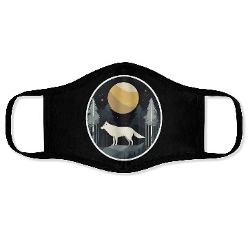 Discover Lone Wolf Under Moonlit Sky Face Masks