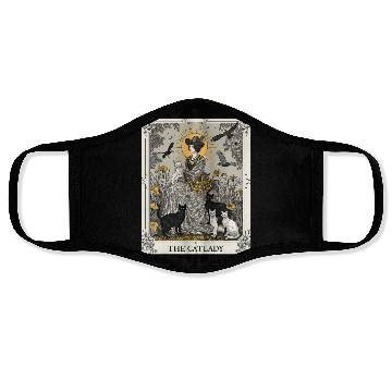 Discover The Cat Lady Tarot Card Vintage Gothic Cat Mom Face Masks