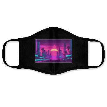 Discover Neon Paradise Vaporwave Sunset Vibes Face Masks