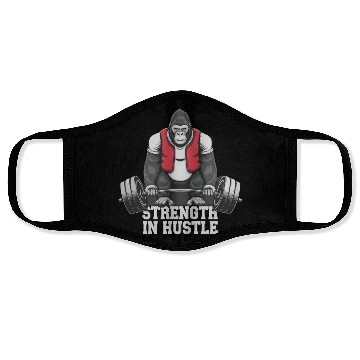 Discover Strength in Hustle Gorilla Gym Motivation Face Masks
