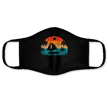 Discover Sailing Dad Cool Vintage Sunset Graphic Face Masks