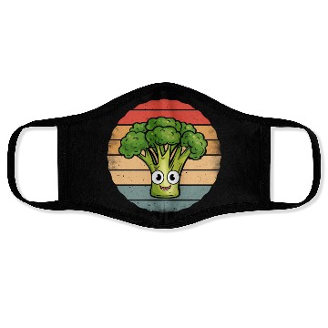 Discover Cute Smiling Broccoli Retro Vintage Sunset Face Masks