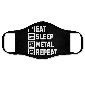 Discover Eat Sleep Metal Repeat Face Masks