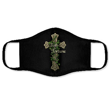 Discover Celtic Cross Faith & Fortune Shamrock Design Face Masks