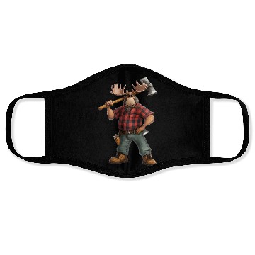 Discover Strong Deer Lumberjack in the Forest Face Masks