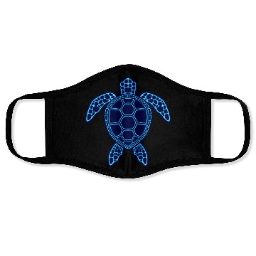 Discover Blue Neon Lava Sea Turtle Design Face Masks