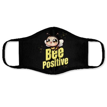 Discover Bee Positive Kawaii Illustration Face Masks