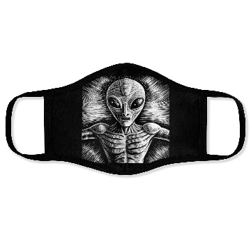 Discover Grey Alien Engraving Face Masks