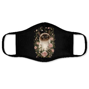 Discover Siamese Cat with Roses Face Masks