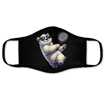 Discover Polar Bear Tennis Player Arctic Cartoon Face Masks