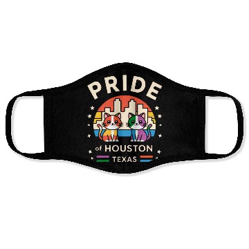 Discover Pride of Houston City Texas USA Rainbow Flag Face Masks