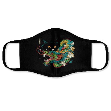 Discover Ukiyo-e Black Cat Chinese Dragon Face Masks