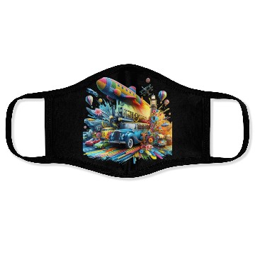 Discover Multi-Colored Vehicles Face Masks