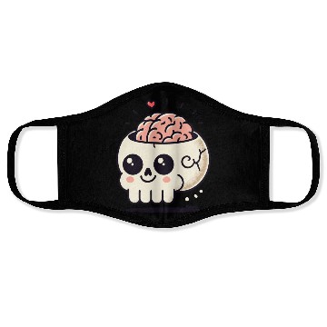 Discover Cute Skull with Brain & Heart Face Masks