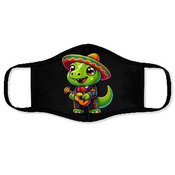 Discover Dino Mariachi Cinco de Mayo Guitar Face Masks