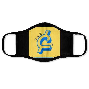 Discover Tax Cent's Blue Logo Yellow Back Face Masks