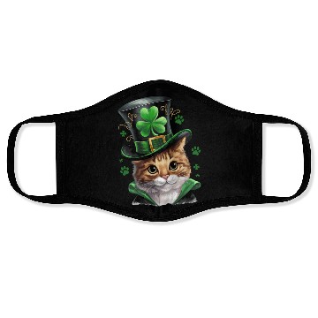 Discover Irish Cat Shamrock St Patricks Day Face Masks