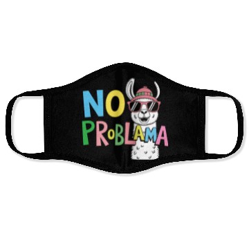 Discover No ProbLama – Funny Casual Colorful Llama Design Face Masks