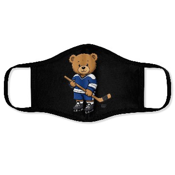 Discover Teddy bear ice hockey player Face Masks