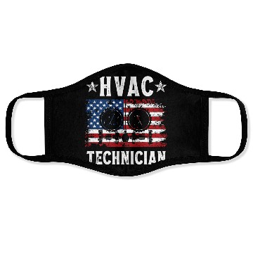 Discover HVAC Technician Patriotic US American Flag Face Masks