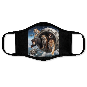 Discover Tigers and chimpanzees and bears spacecraft Face Masks