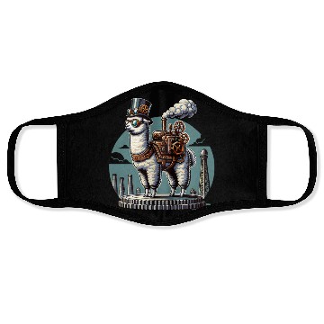 Discover Steampunk Llama With Top Hat and Gears Face Masks