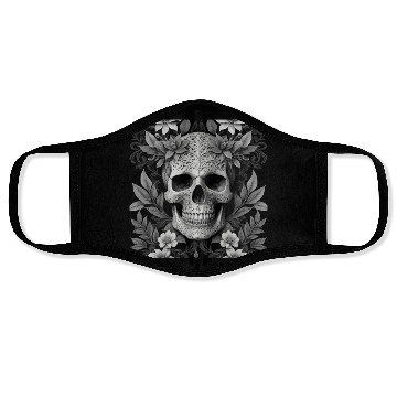 Discover Floral Skull – Black & White Elegance Face Masks
