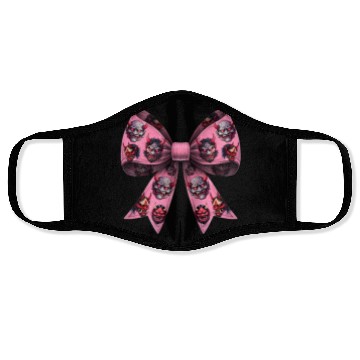 Discover Coquette Bow Oni Yokai Devil Mask Pattern Pink Face Masks