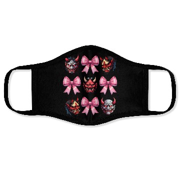 Discover Coquette Bow Oni Yokai Devil Mask Pink Mothers Day Face Masks
