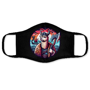 Discover Viking Llama Adventure at Sea Face Masks